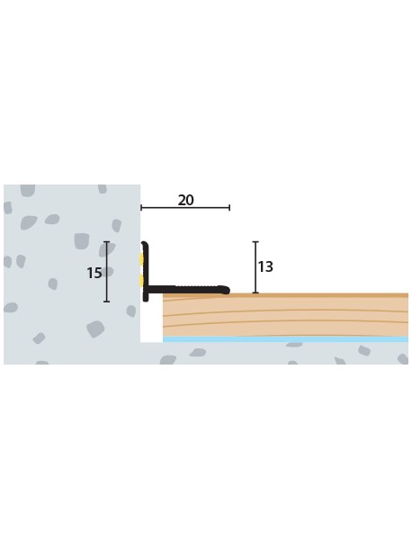 Ukončovací kútový profil samolepiaci 20x15 mm, hrúbka 0-22 mm, dĺžka 2,70 m